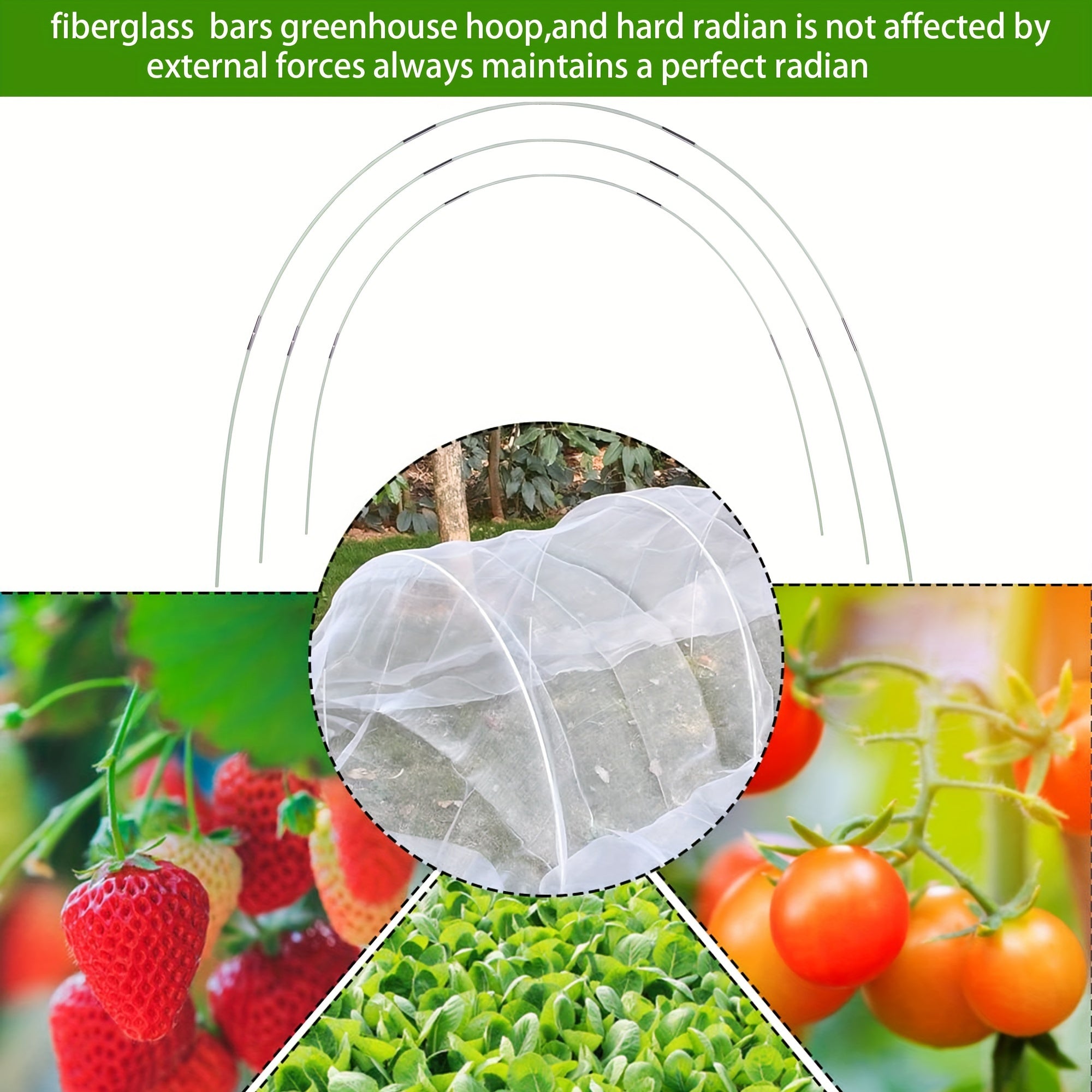 25 50pcs Greenhouse Hoops Grow Tunnel Rust Fiberglass Support Frame