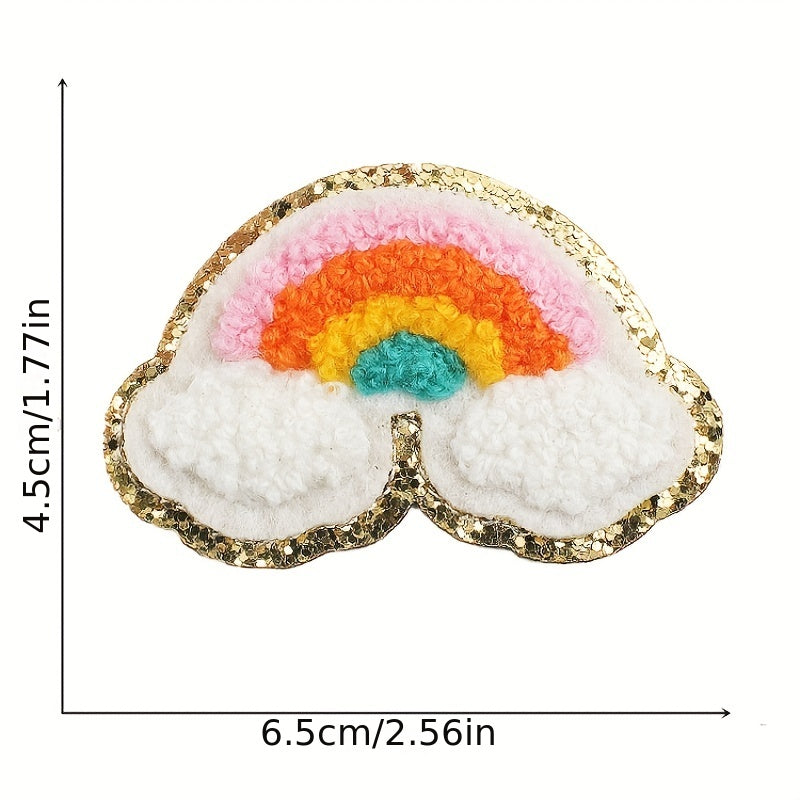 14pcs Love Rainbow Iron On Patches For Girls Sew On Embroidered Applique