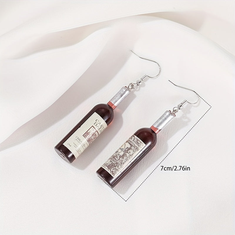 Funny Wine Bottle Hook Earrings for Girls Holiday Gift