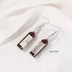 Funny Wine Bottle Hook Earrings for Girls Holiday Gift