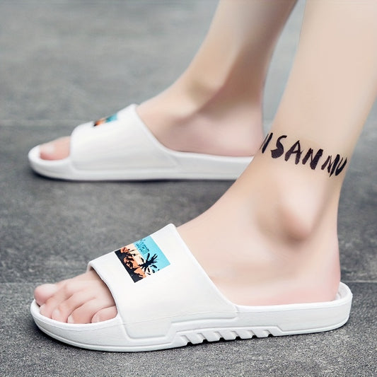 Men's Non Slip Pillow Slides Open Toe Slippers for Indoor Outdoor Beach Shower
