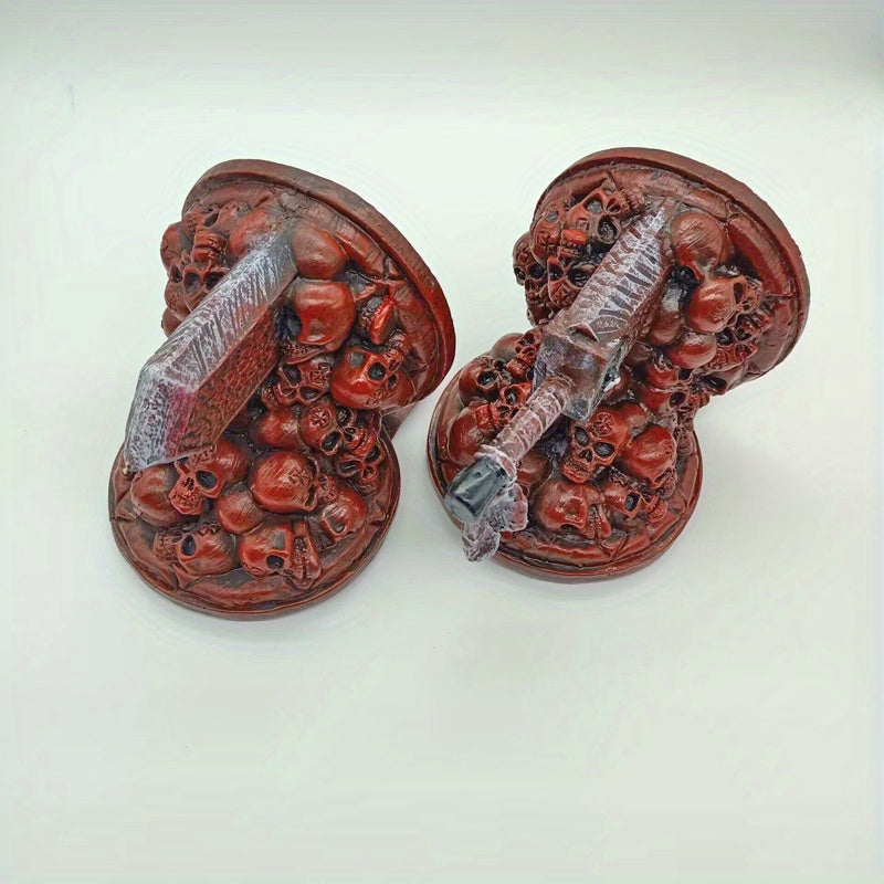 Red Skull Bookend & Home Decor Sculpture Encaustic Finished ABS