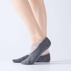 Cross Lace Yoga Socks with Non Slip Towel Bottom - Grip Enhancing