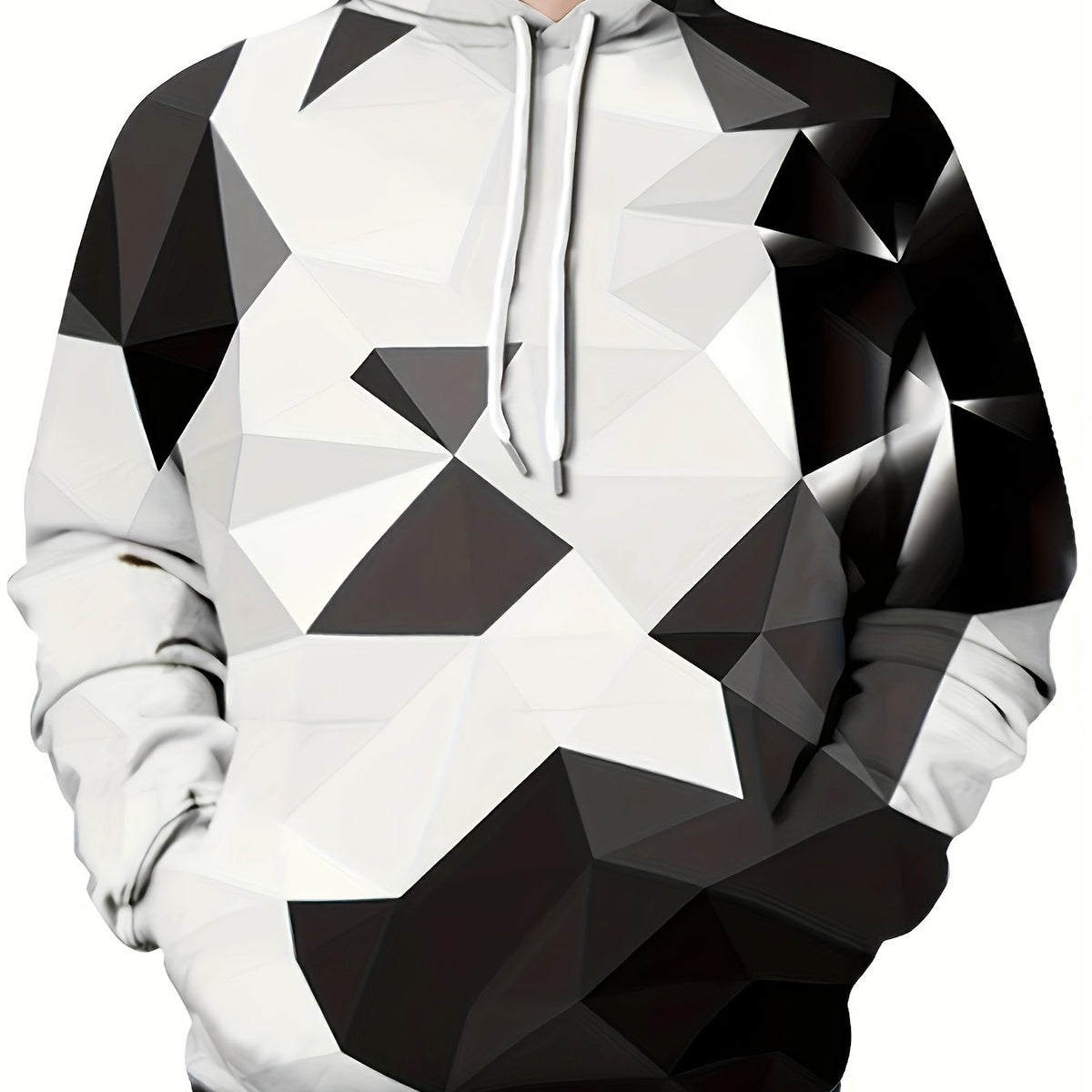 Geometry Print Hoodies For Men Drawstring Hooded Pullover