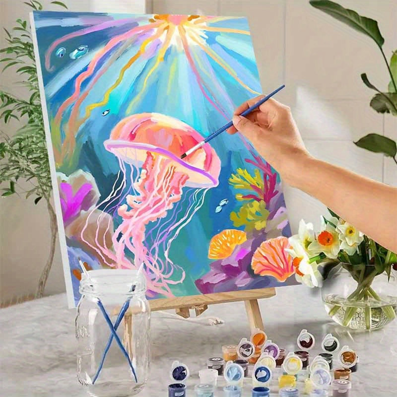 Underwater Ocean Theme DIY by Numbers Kit for Adults with Jellyfish & Coral Reef