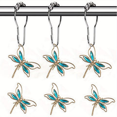 Dragonfly Shower Curtain Hook Rust-proof Rings Bathroom Decor