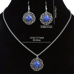 Vintage Silver Turquoise Earrings Necklace Set