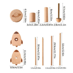 Rustic Wooden Baby Crib Mobile Bracket Rocket Shape
