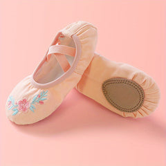 Pink Embroidered Dance Shoes for Girls - Ballet & Gymnastics