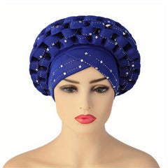 Braided Turban Cap Rhinestone Head Wrap Bonnet Beanie Head Scarf Chemo Hats