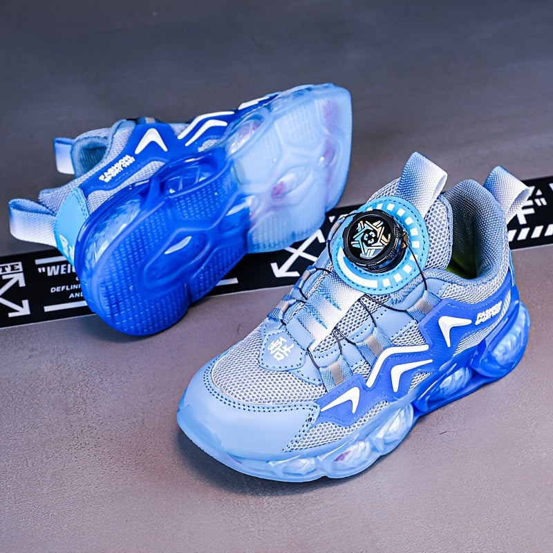 Girl's Block Basketball Shoes Rotating Buckle Breathable Non Slip Sneakers