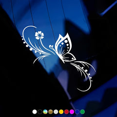 Butterfly Flowers Car Sticker Reflective Vinyl Decals Art Decoration