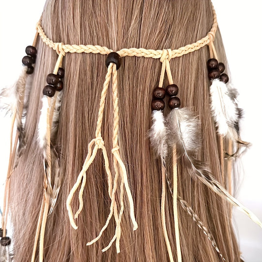 Bohemian Style Faux Feather Headband Indian Style Hair Accessory