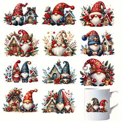 12pcs Santa Dwarf Waterproof Stickers for Mugs Glassware Laptop