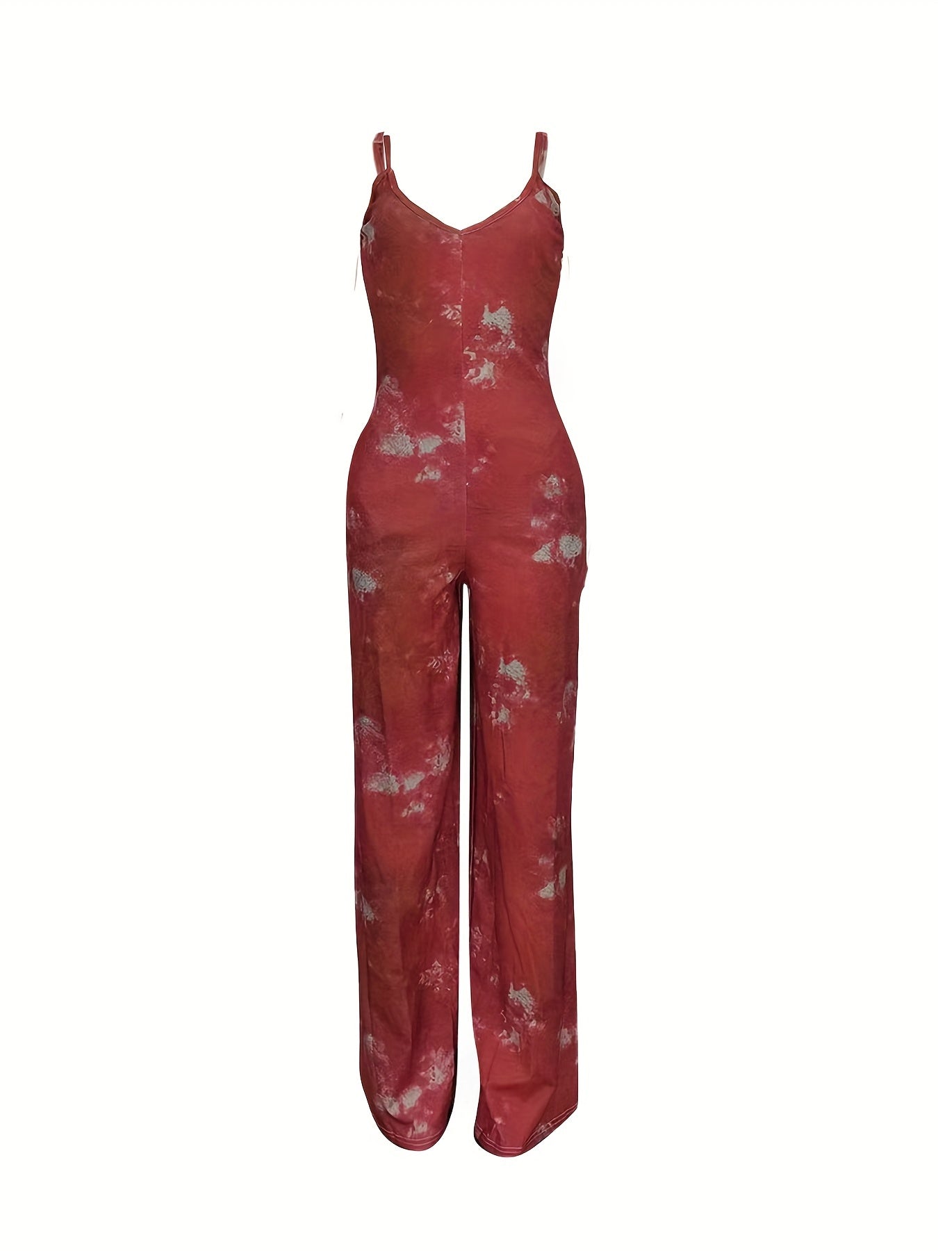 Tie Dye V-Neck Cami Jumpsuit Casual Sleeveless Jumpsuit