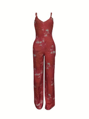 Tie Dye V-Neck Cami Jumpsuit Casual Sleeveless Jumpsuit