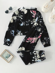 Girl's Tie Dye 2pcs Hoodie & Sweatpants Set for Spring Fall