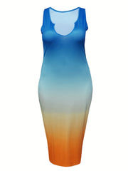  Ombre Print Tank Maxi Dress