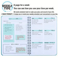 2pcs A5 Planner Daily Weekly Time Planner Notepad 52 Sheets 104 Pages