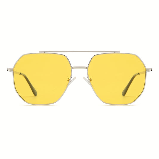 OUWEN Retro Polarized Aviator Sunglasses Night Driving Yellow Glasses