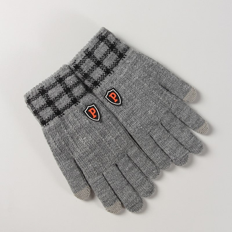 Winter Plus P Marking Thickened Knit Jacquard Adult Thermal Gloves