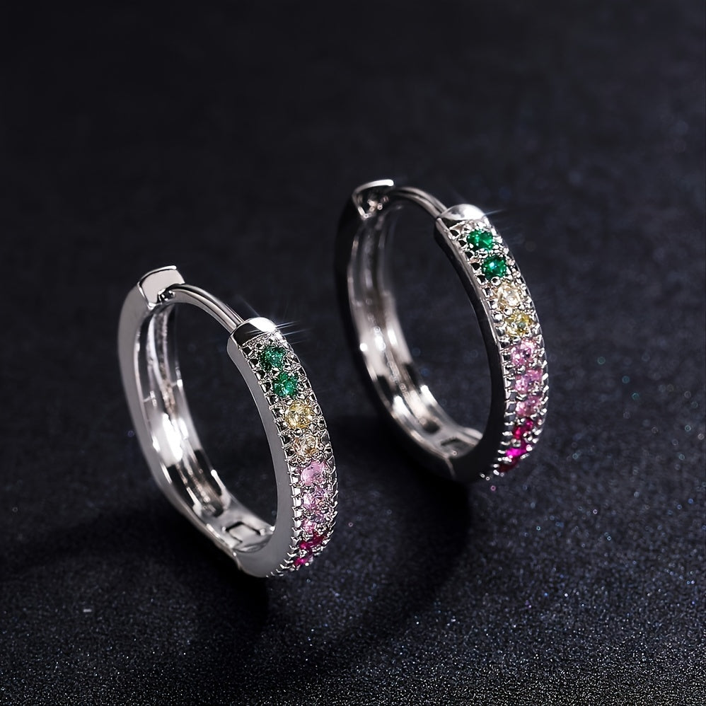 Colorful Zircon Ladies Round Earrings Women's Fine Jewelry