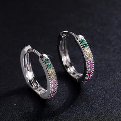 Colorful Zircon Ladies Round Earrings Women's Fine Jewelry