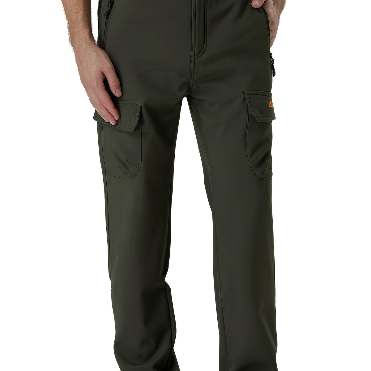 Men's Plush Thick Cargo Pants Windproof Waterproof Warm Outdoor Work Pants