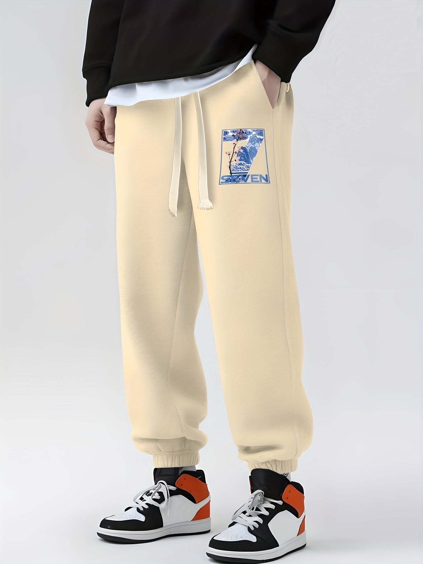 Men's Drawstring Sweatpants Loose Fit Casual Joggers Spring Autumn