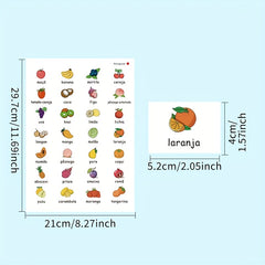 Kids Portuguese Vocabulary Stickers - Colorful Illustrations - Fun Learning