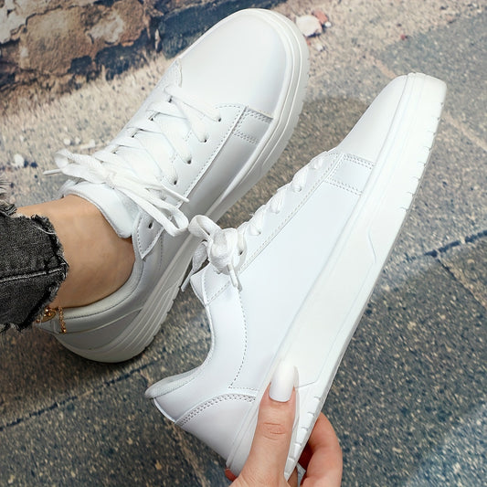 Faux Leather Heighten Skate Shoes Wear Resistance Non Slip Flat Sneakers