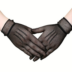 Y2K Lace Short Glove Fishnet Hollow Mesh Gloves For Wedding Bridal Women
