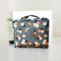 Floral Print Cosmetic Bag Travel Toiletry Makeup Zipper Bag