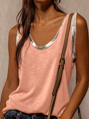  Solid V Neck Tank Top