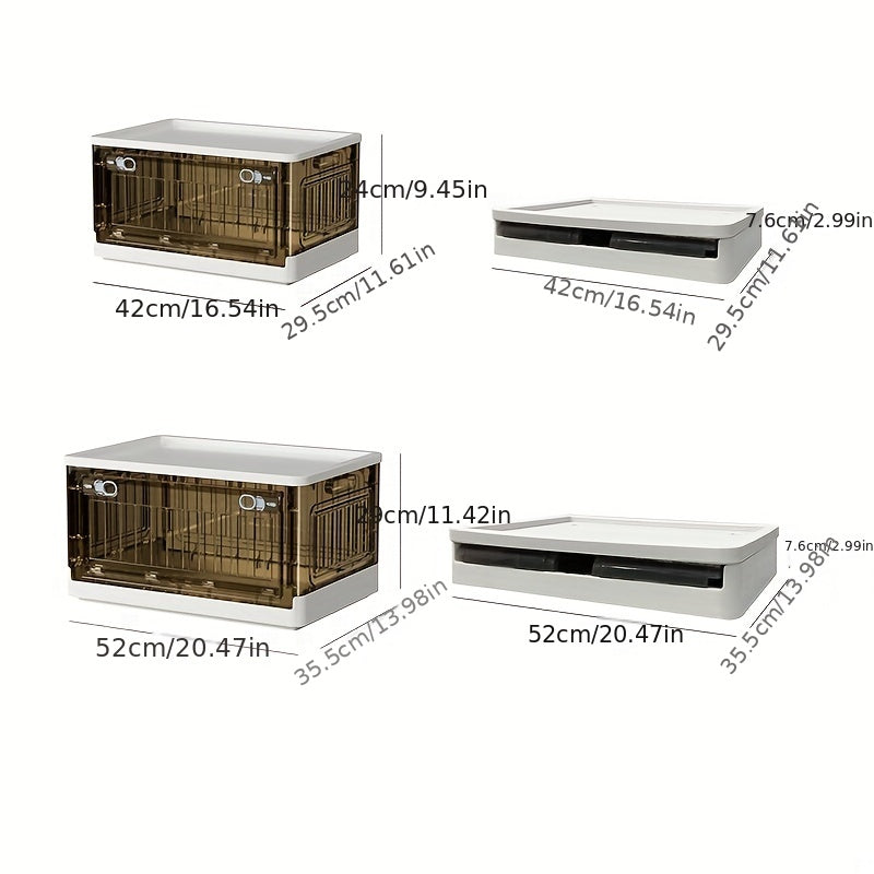 Plastic Foldable Storage Box With Door Stackable Storage Bin