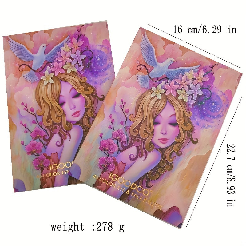 Flower Fairy 46 Colors Eyeshadow Palette Matte Pearly Finish Blush Powder