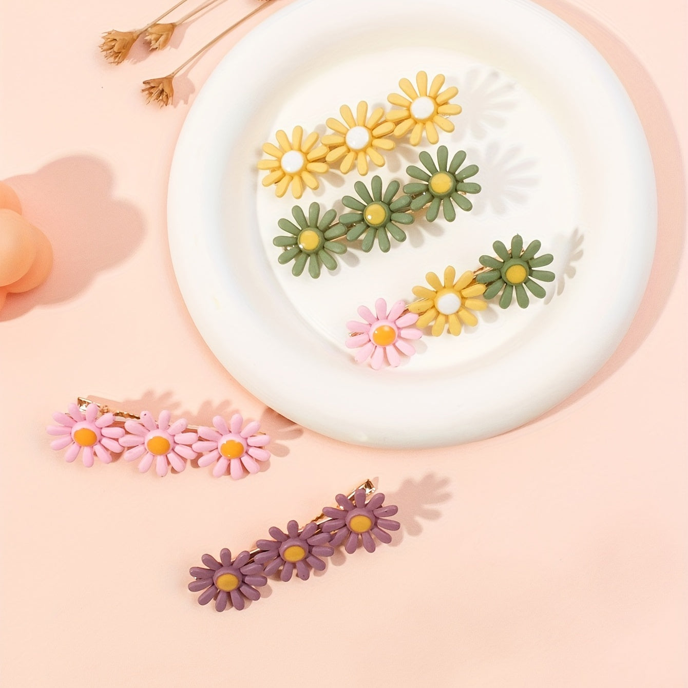 5pcs Daisy Flower Hairpin Side Clip Hair Accessories Barrette