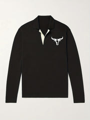 Bull Pattern Knit Polo Shirt Men's Casual Lapel Pullover Sweater