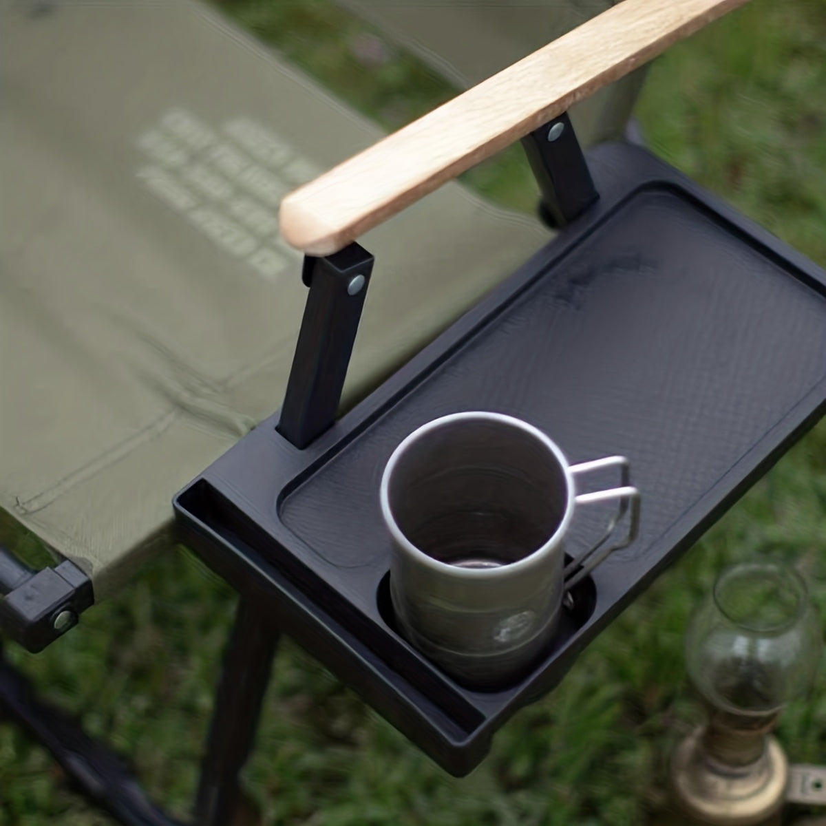 Aluminum Recliner Chair Side Tray Cup Holder Outdoor Camping Accessory