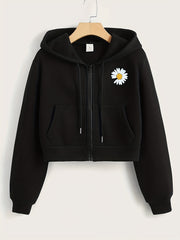 Women's Zip Up Crop Hoodie with Pocket