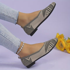 Women's Knit Slip On Comfort Flats Soft Sole Casual Walking Shoes