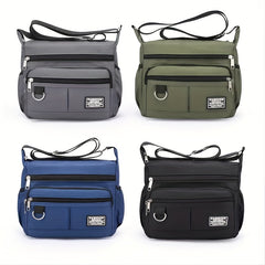 Lightweight Nylon Crossbody Bag with Multiple Zippers