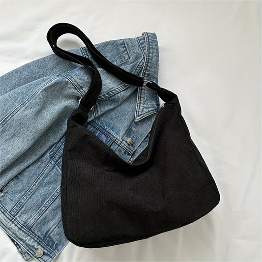 Corduroy Hobo Bag Vintage Crossbody Bag Retro Handbag & Shoulder Purse