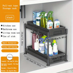 2 Tier Sink Organizer and Storage Rack with Hooks