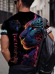 Leopard 3D Pattern Print Men's Graphic T-shirt Short Sleeve Pullover