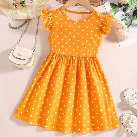 Girls Casual Dots Allover Print Summer Dress