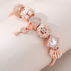 Beaded Charm Bracelet with Flower & Star Pattern