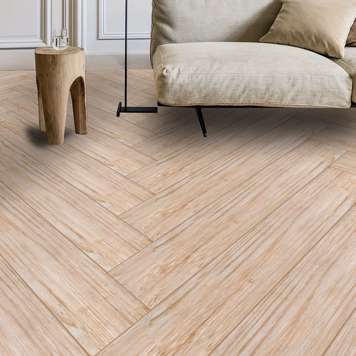 Brown Wood Grain Print Waterproof Floor Sticker