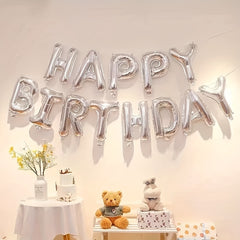 13pcs Birthday Balloon Set Golden Silvery Pink Happy Birthday Party Decoration