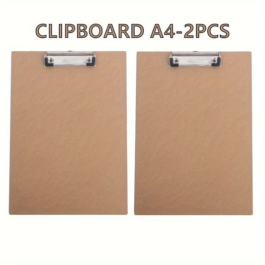 2pcs A4 Hardboard Office Clipboards Strong Paper Clips Durable Document Holder